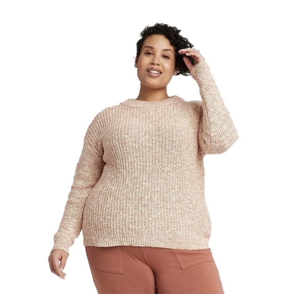 Ava & Viv Women's Multi-Texture Crew Neck Sweater